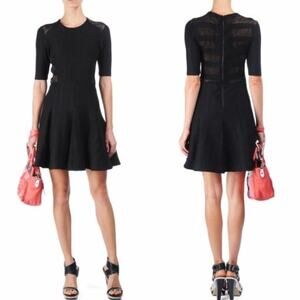 Rag & Bone Niki Black Stretch Pointelle Knit Fit & Flare Mini Dress Size 2